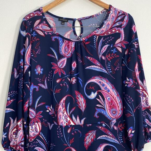 Talbots Jersey Knit Paisley Dress 14 Fit & Flare - Picture 3 of 12